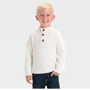 Cat & Jack boys soft cotton cable knit sweater Cream  NEW